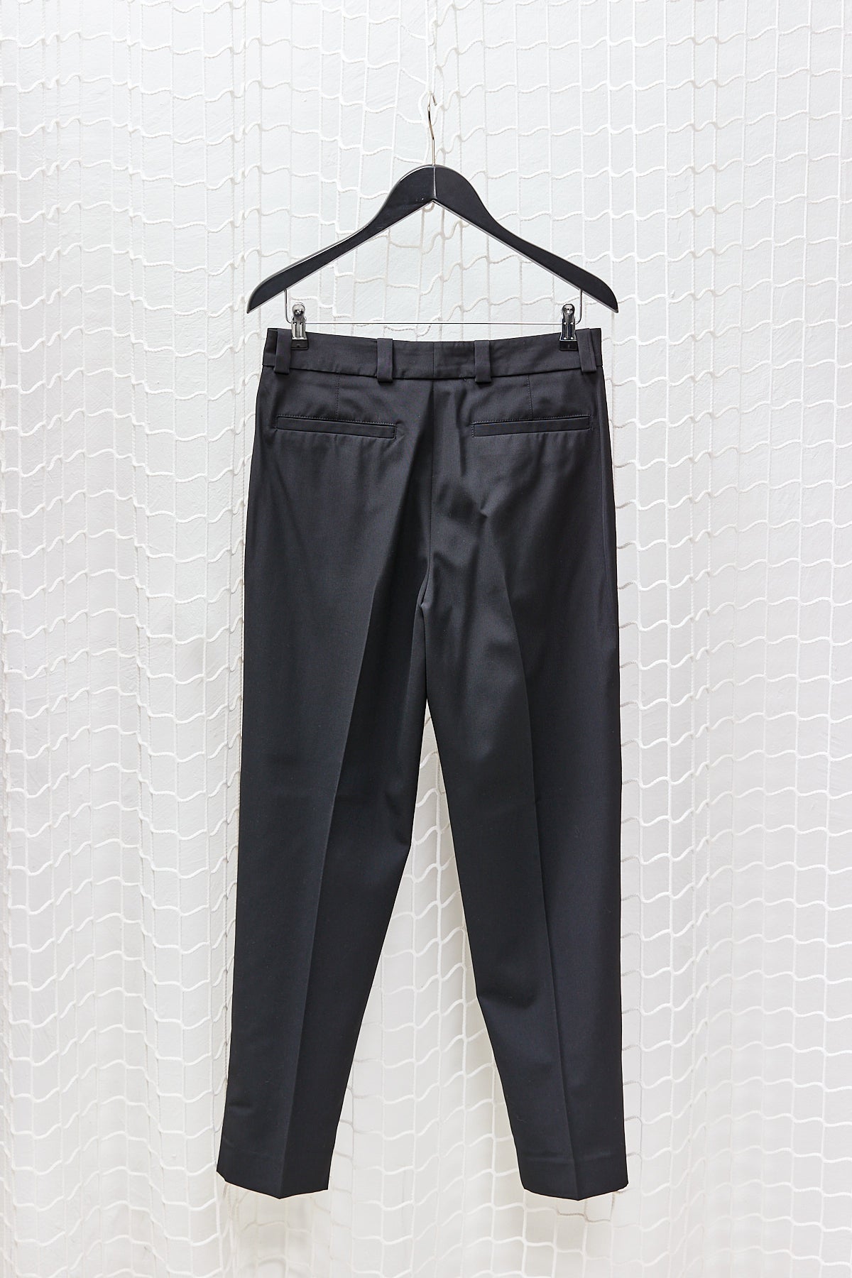 BLACK PLEATED WOOL TROUSERS