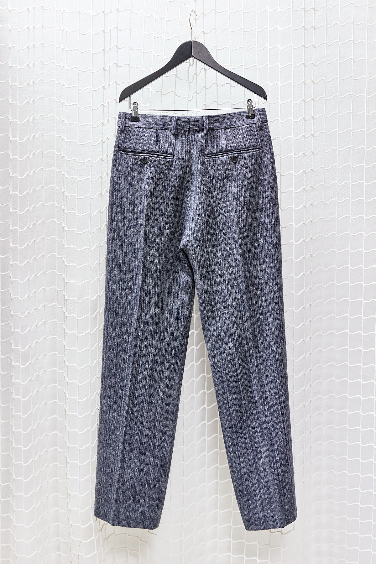 PLEATED WOOL PANTS BLUE-GREY