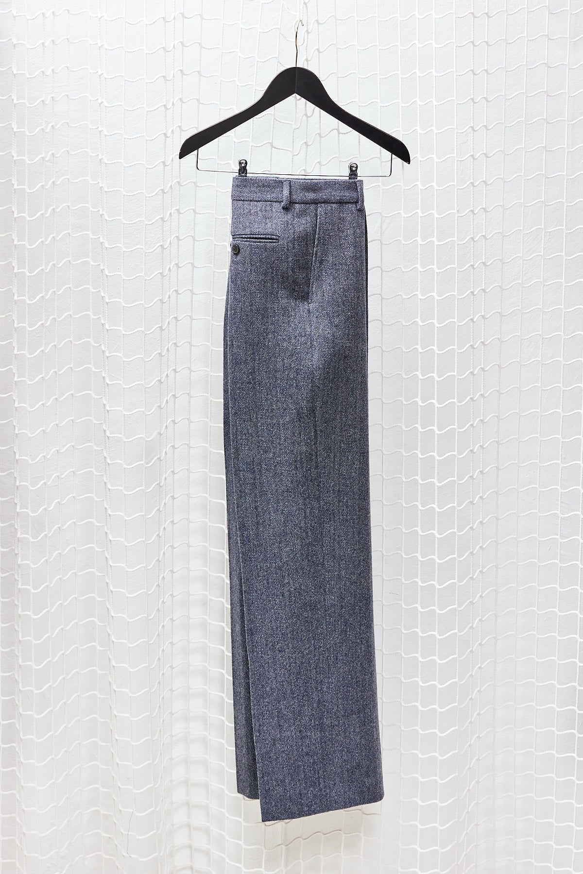 PLEATED WOOL PANTS BLUE-GREY