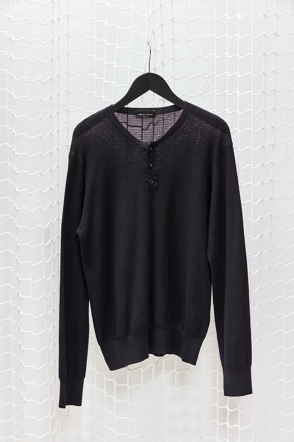 COTTON LONGSLEEVE HENLEY BLACK