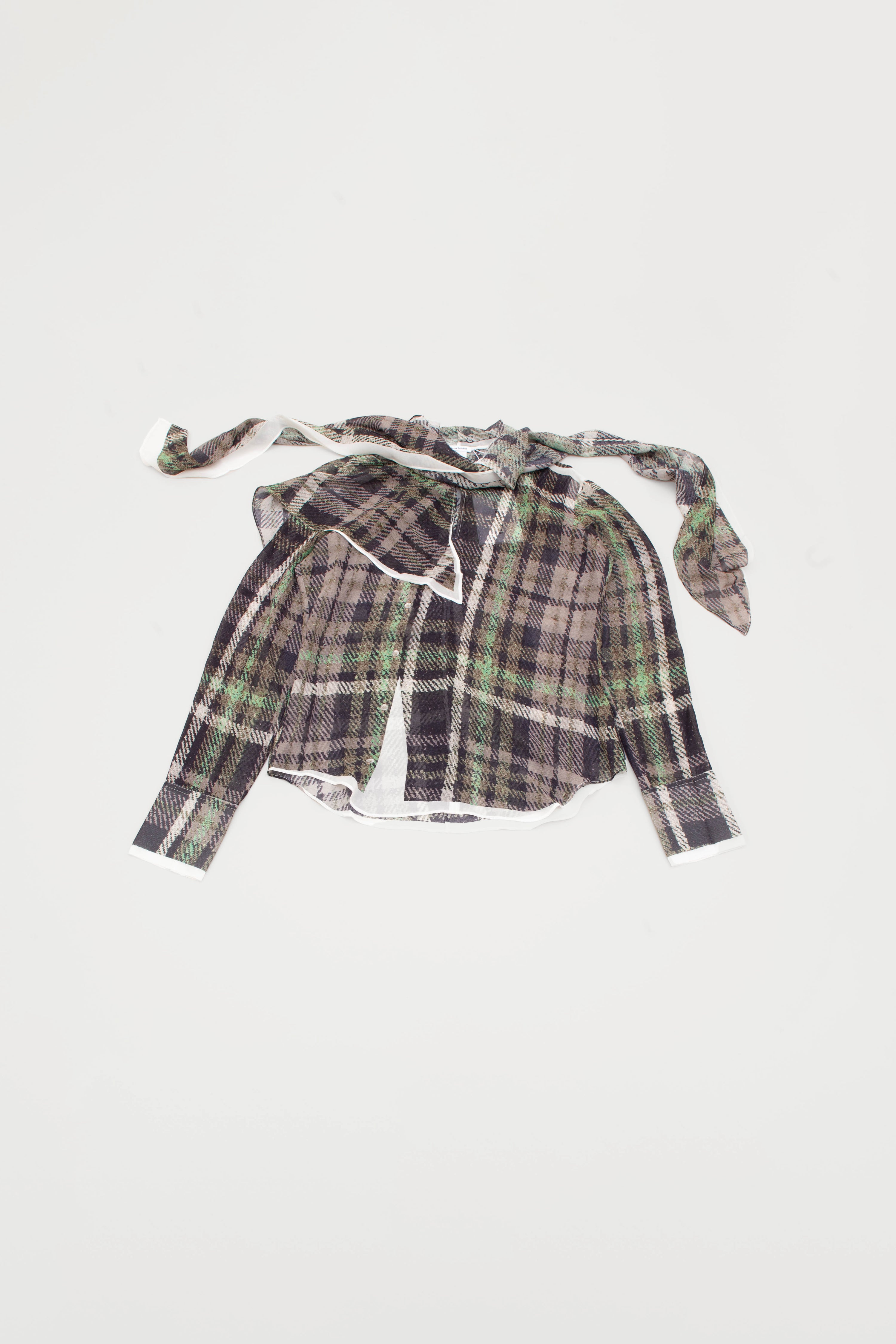 PRINTED SILK BLOUSE WITH SCARF