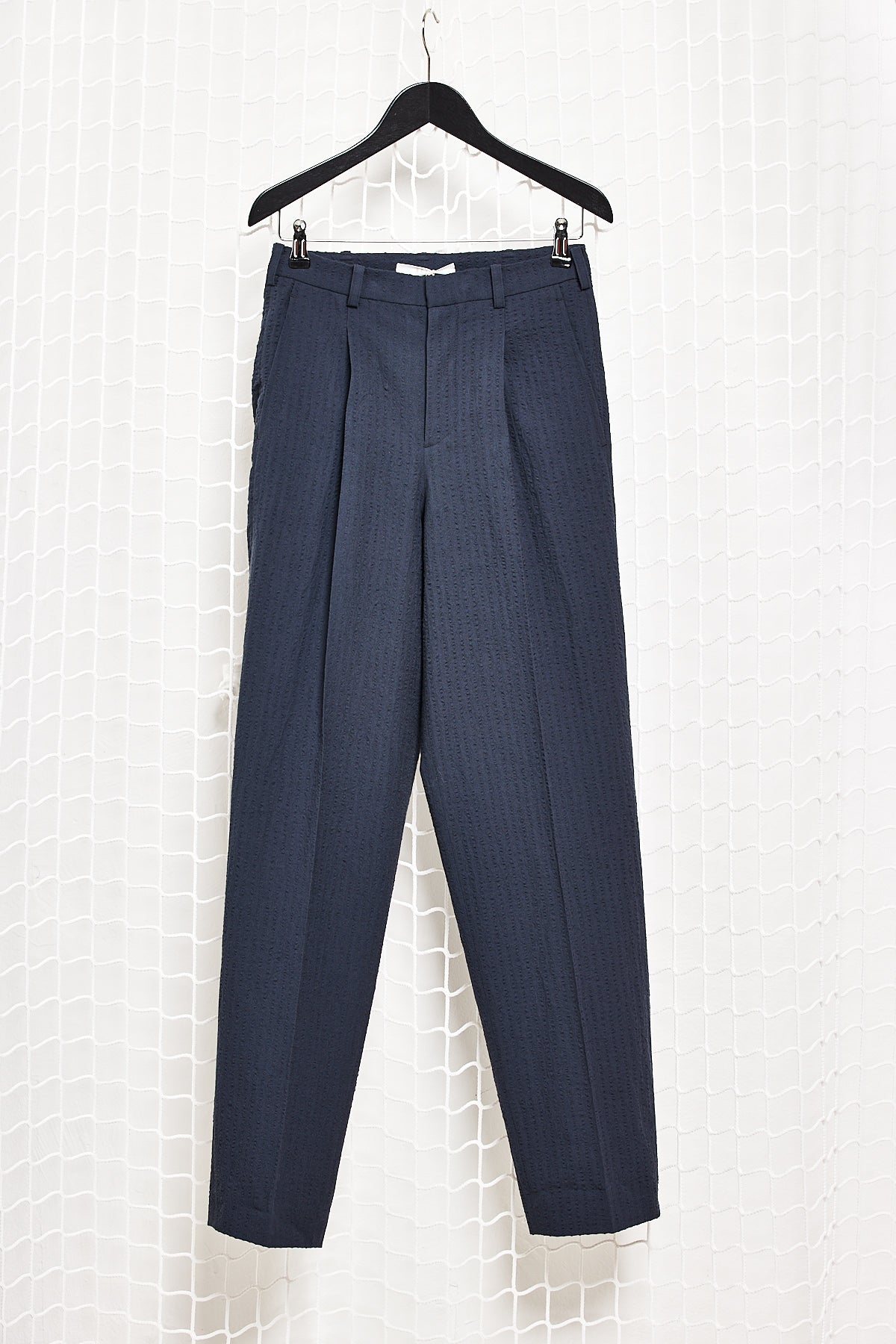 Navy Seersucker Trousers