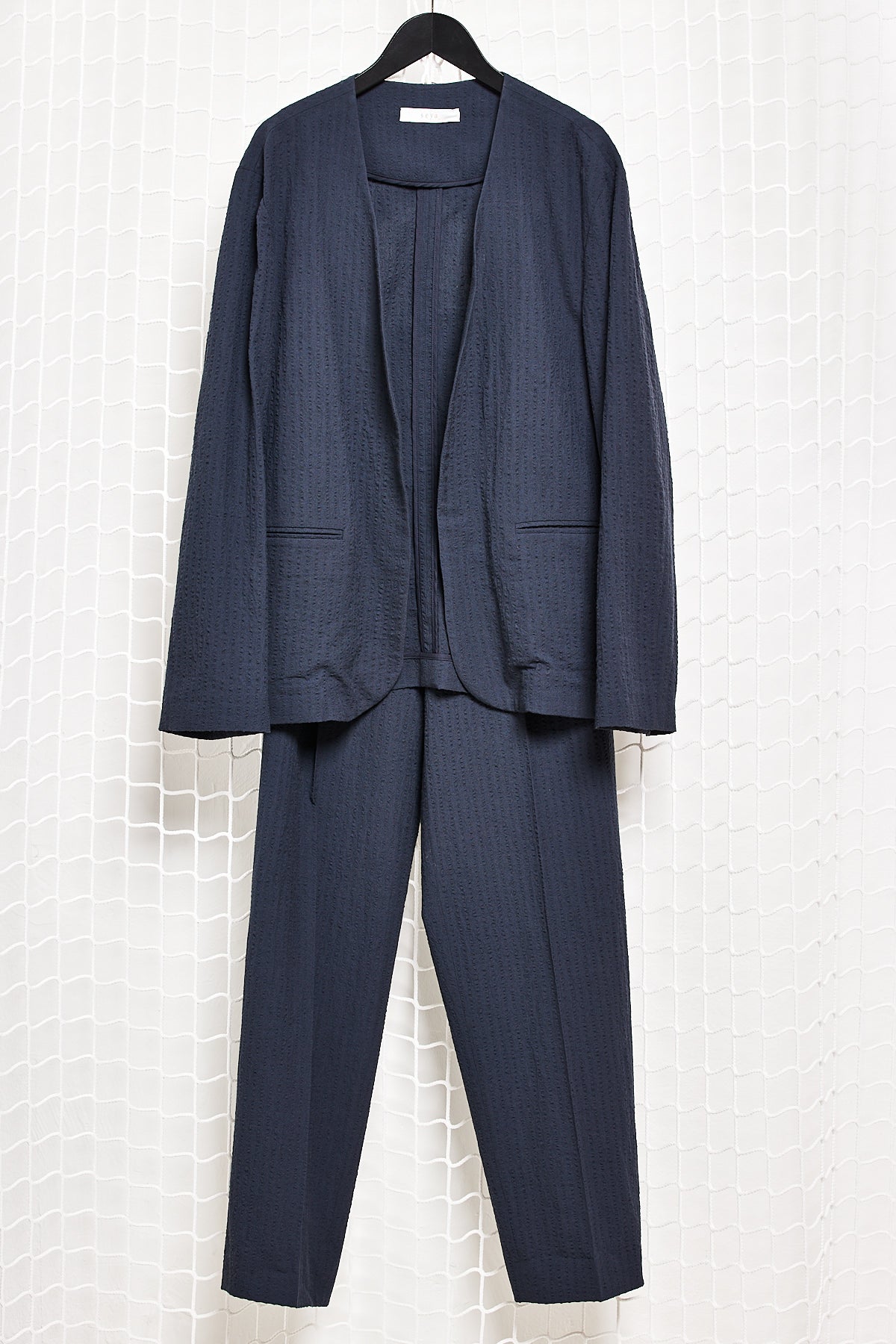 Navy Seersucker Trousers