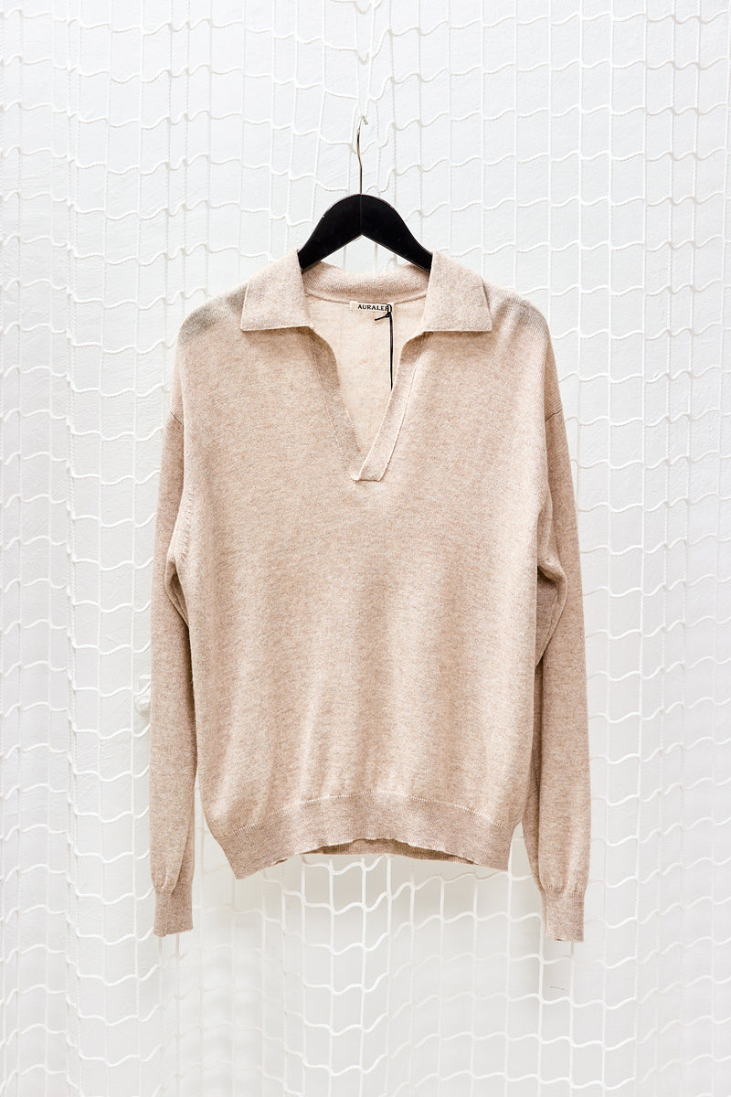 Beige Superfine Cashmere Silk Polo
