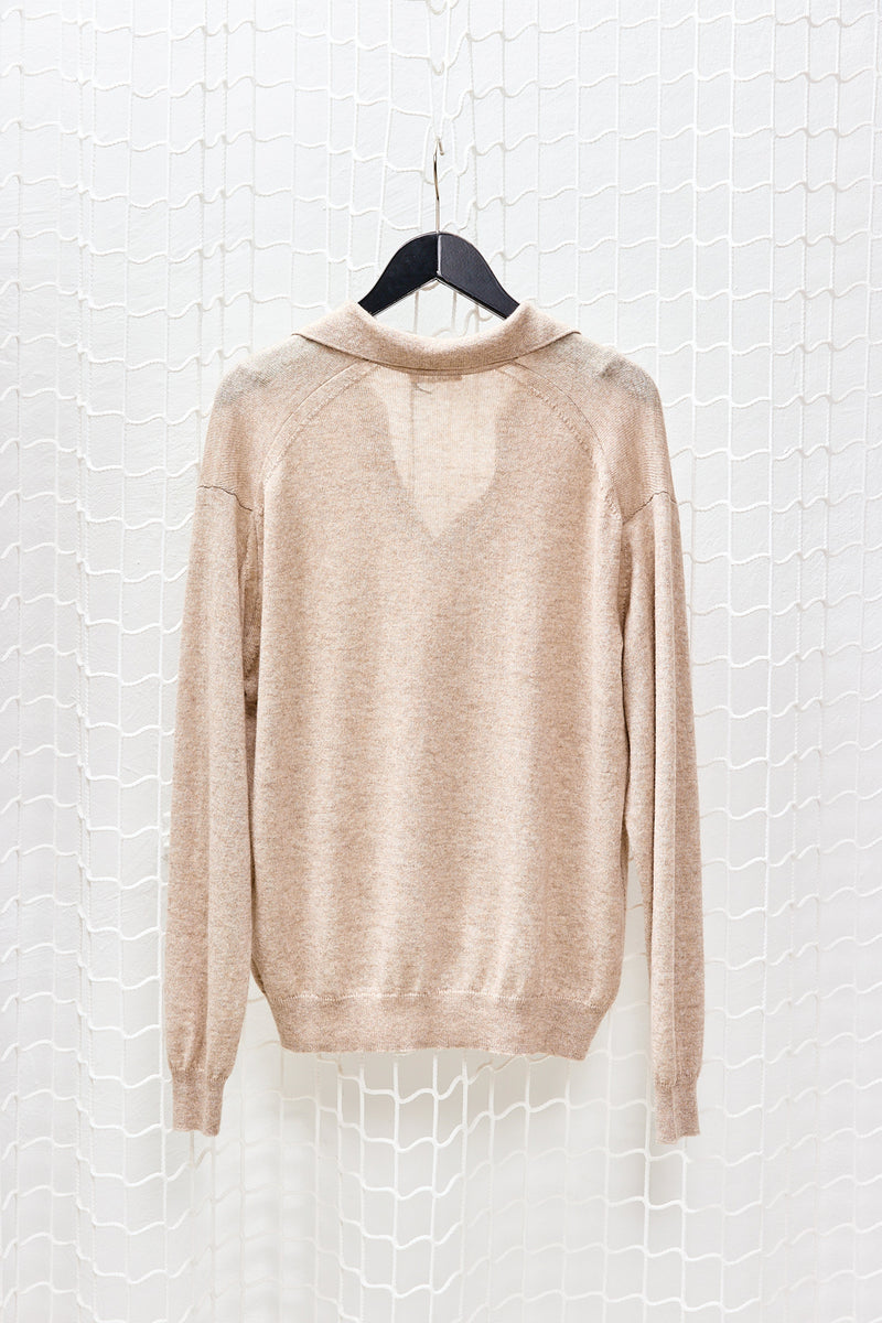 Beige Superfine Cashmere Silk Polo