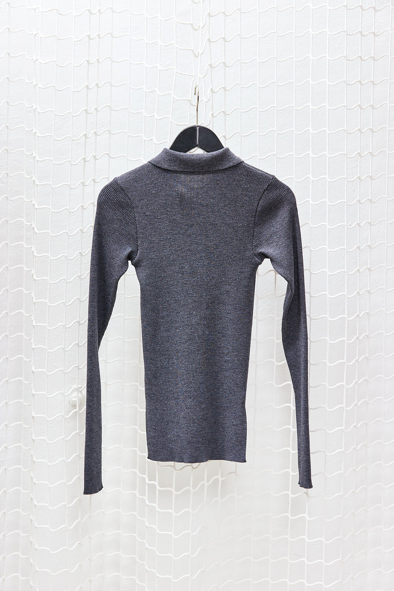 Grey Superfine Wool Polo