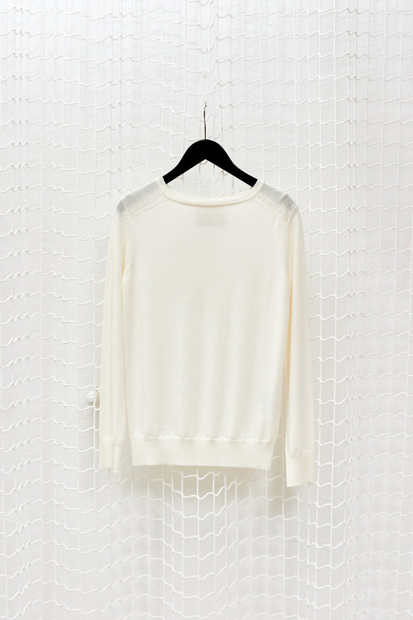 Off White Round Neck Knit