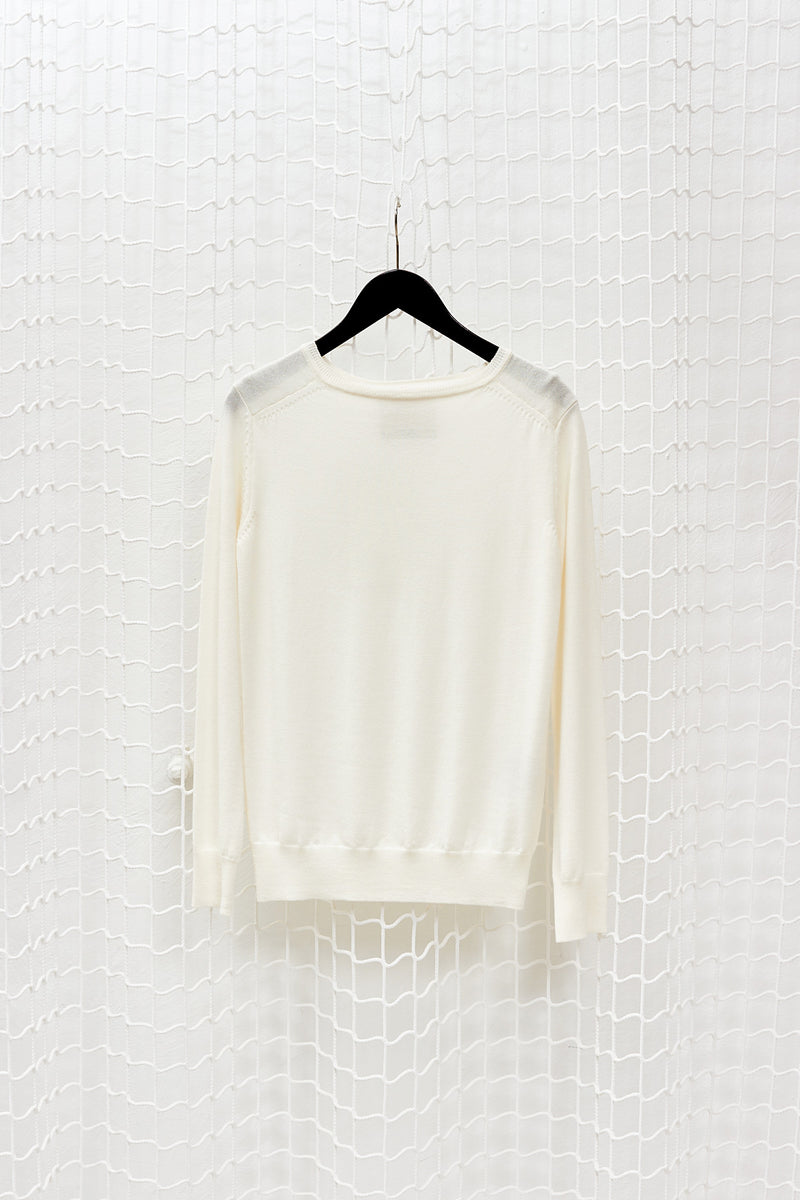 Off White Round Neck Knit