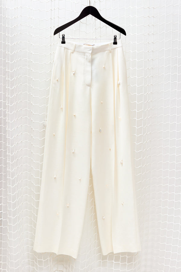 White Pearl embroided Trousers