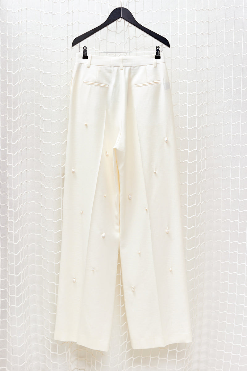 White Pearl embroided Trousers