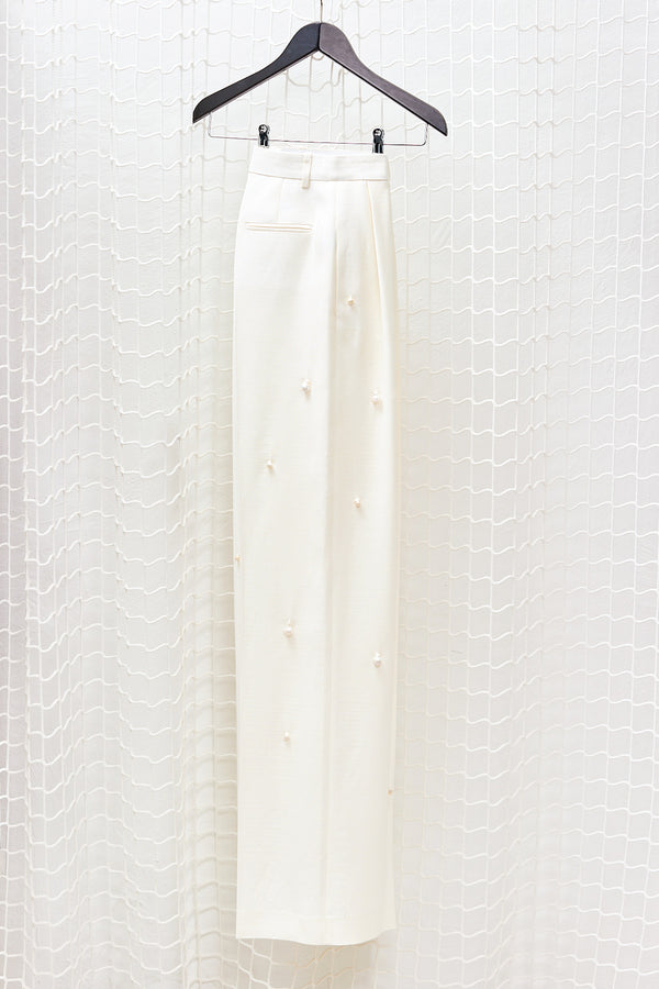 White Pearl embroided Trousers