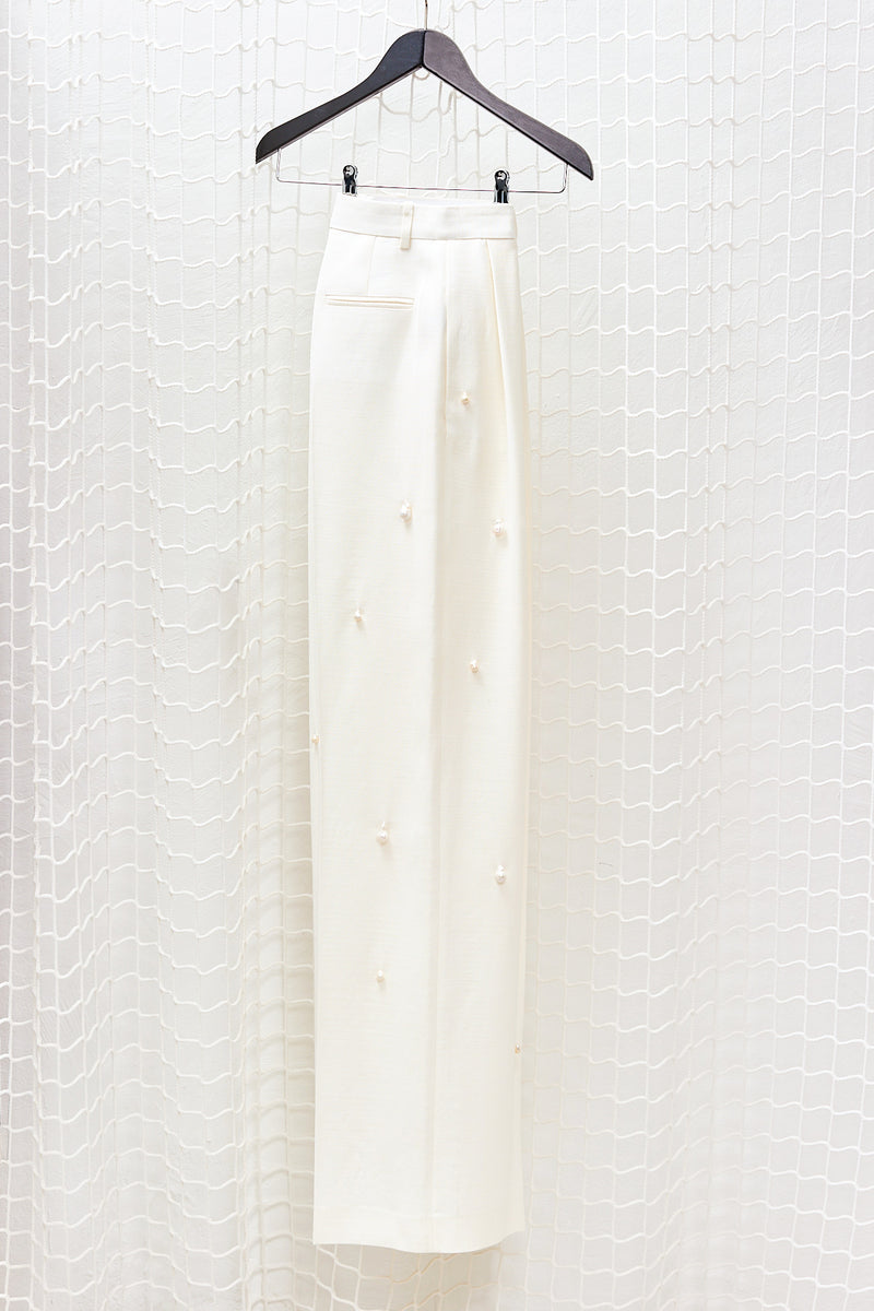 White Pearl embroided Trousers