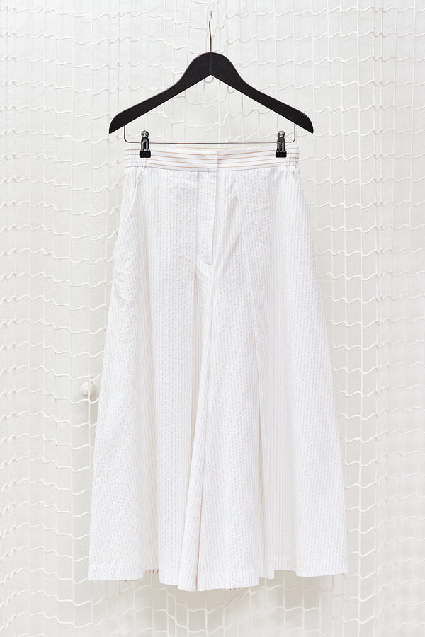 Pleated Cotton Patchwork Trousers