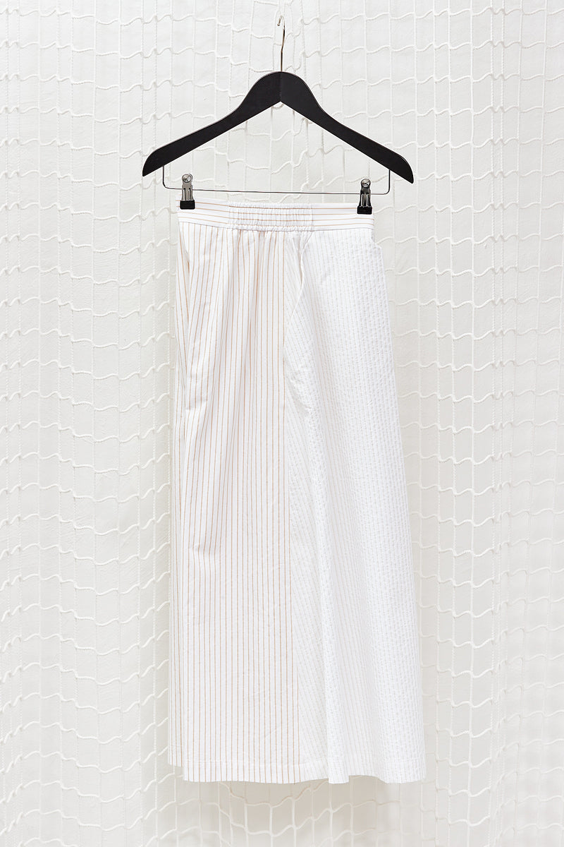 Pleated Cotton Patchwork Trousers
