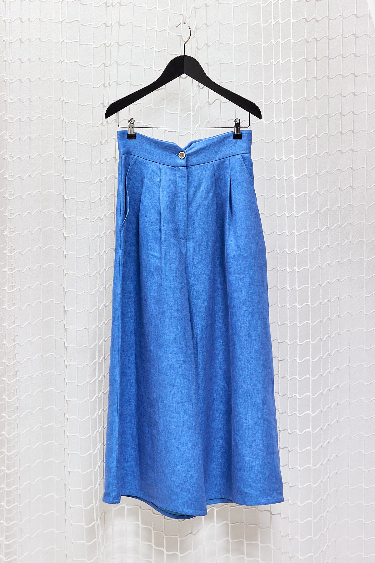 Linen trousers wave blue
