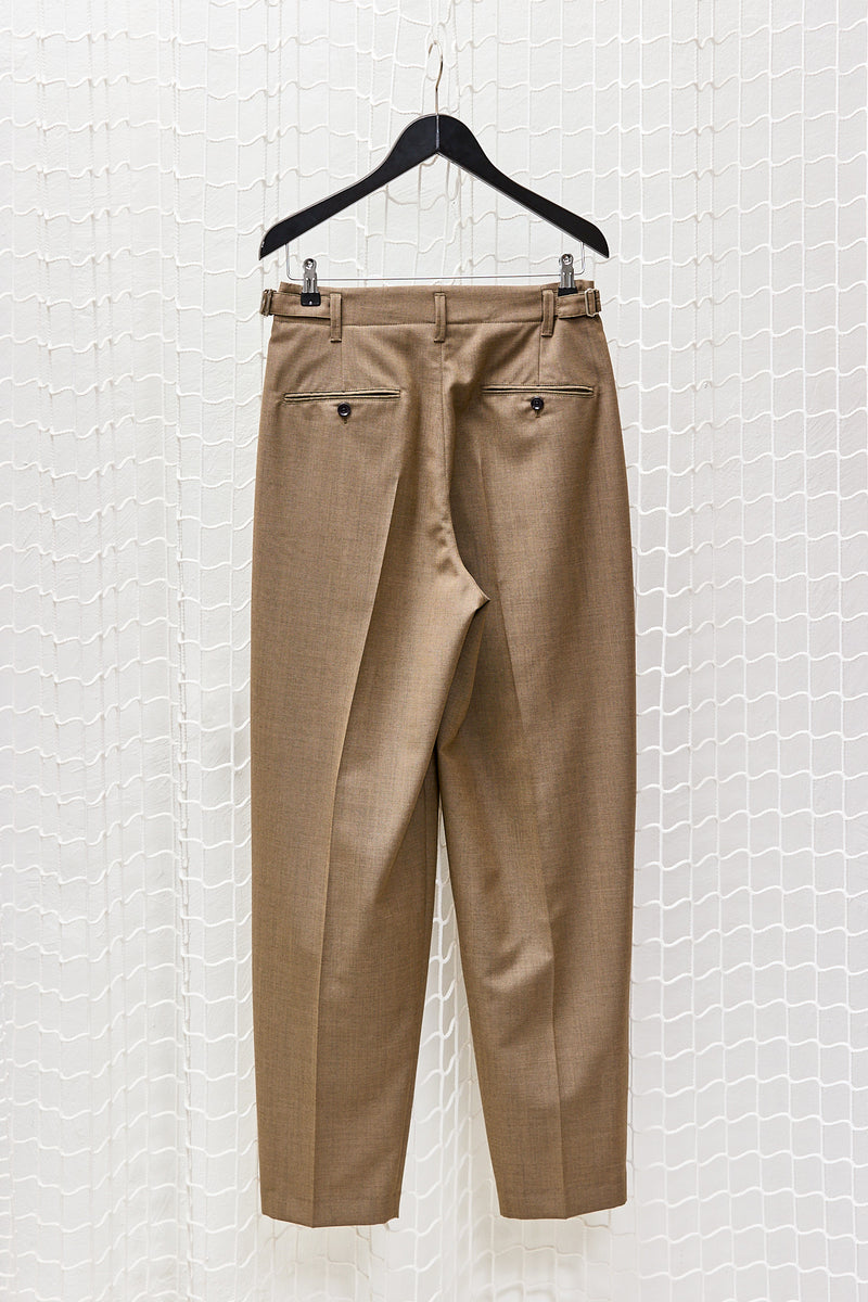Beige Grey Pleated Trousers