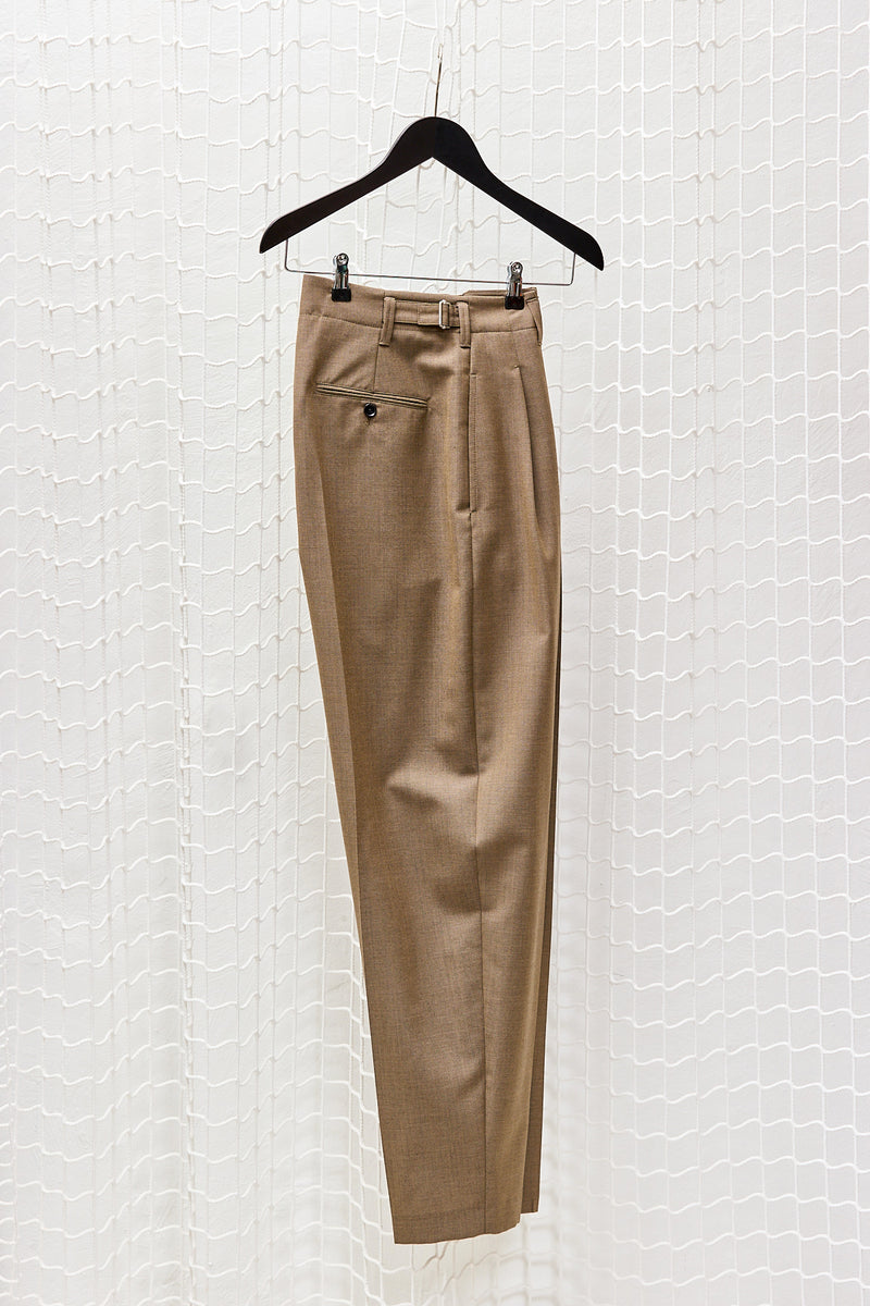 Beige Grey Pleated Trousers