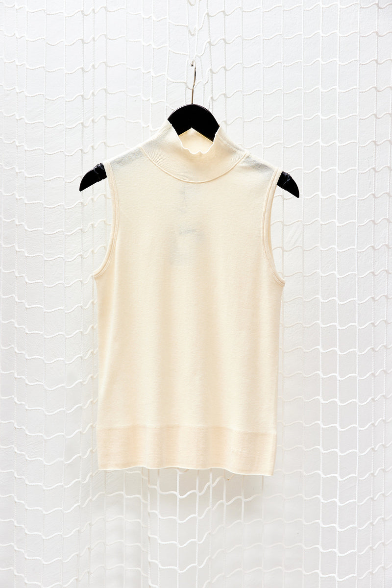 Cream Sleeveless Highneck Top