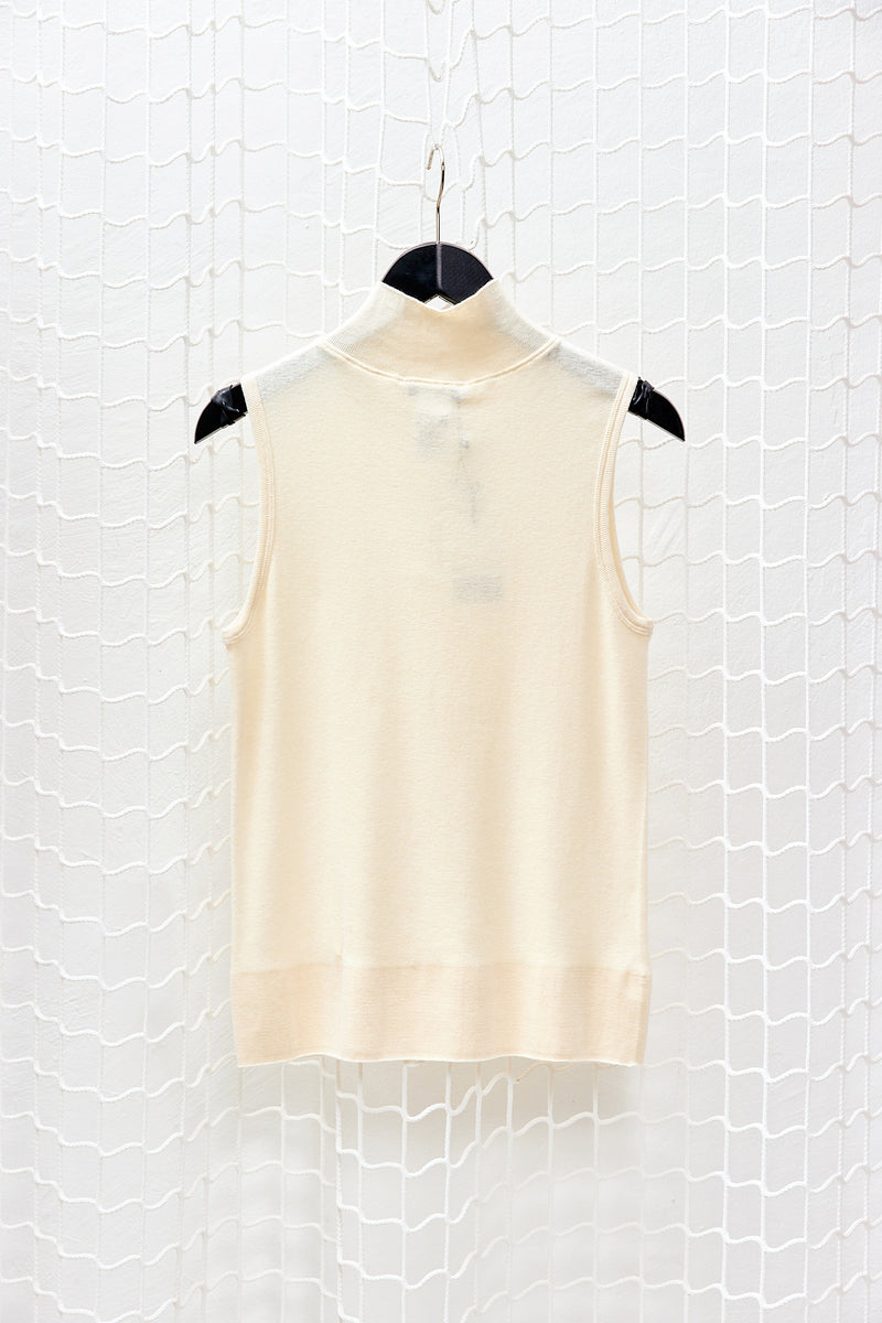 Cream Sleeveless Highneck Top