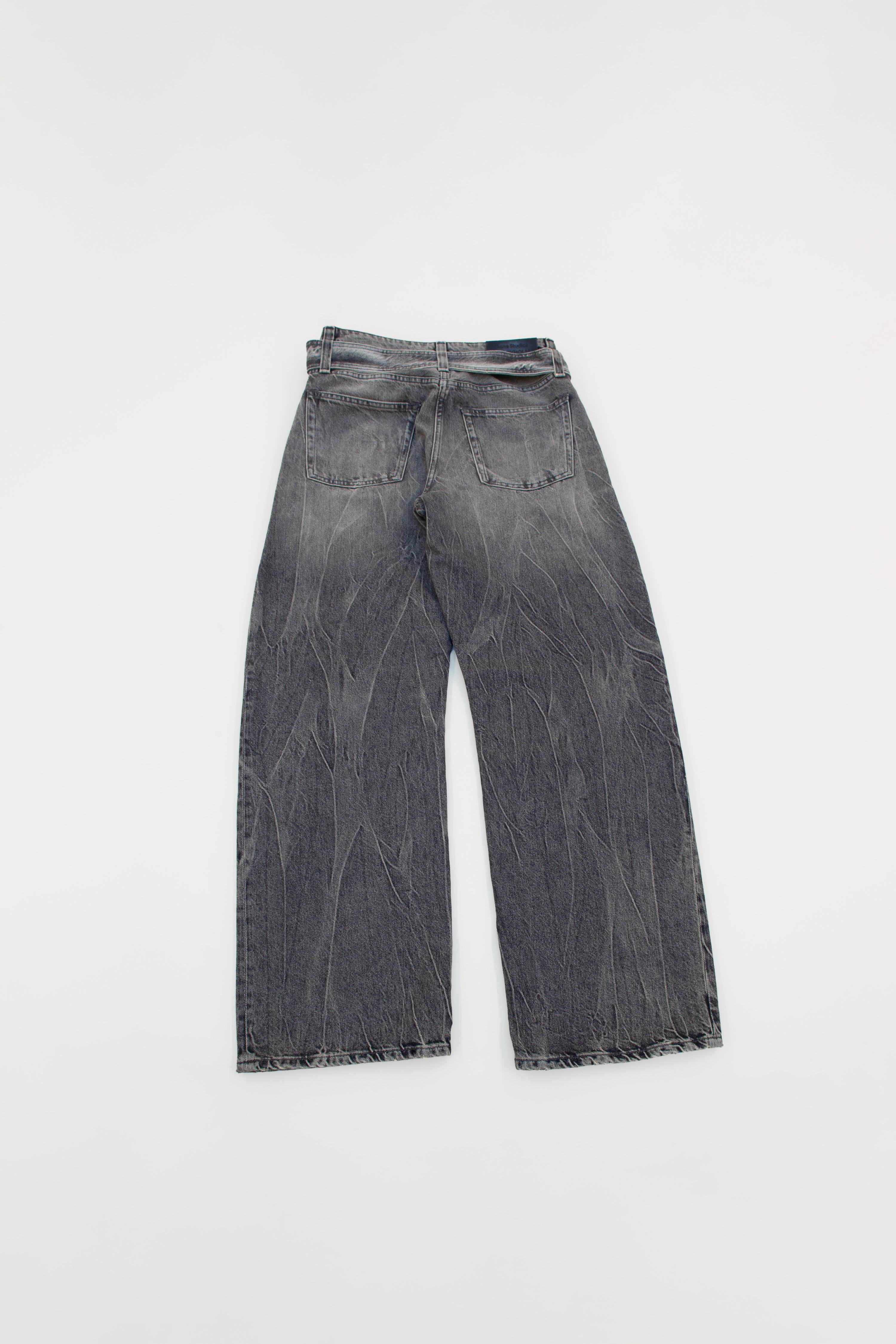 BELTED DENIM TROUSERS
