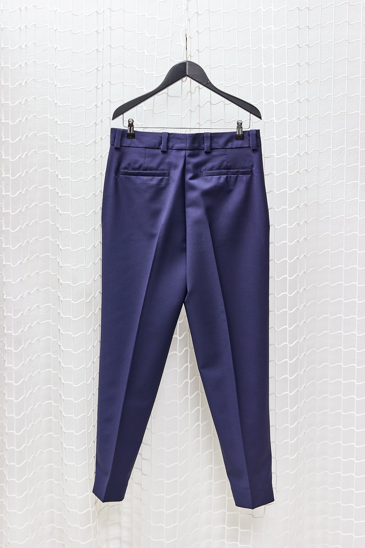 BLUE PLEATED WOOL TROUSERS