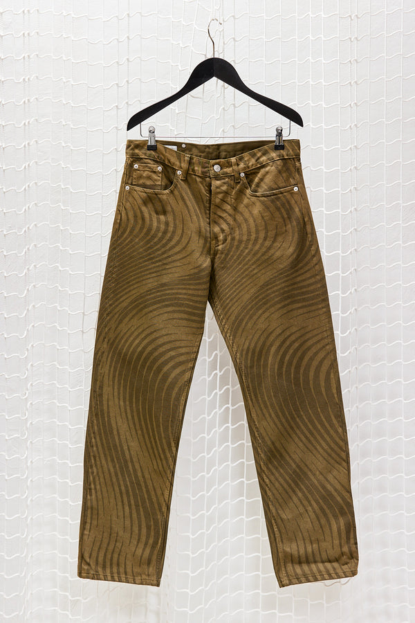 Printed Green Brown Jeans