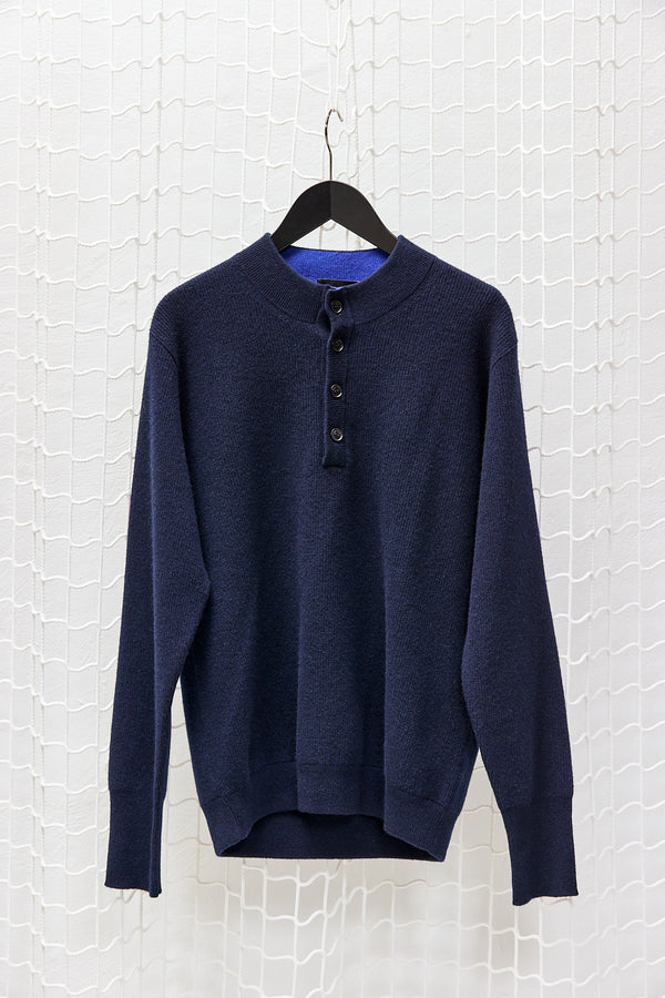 Navy Blue Buttoned Knit