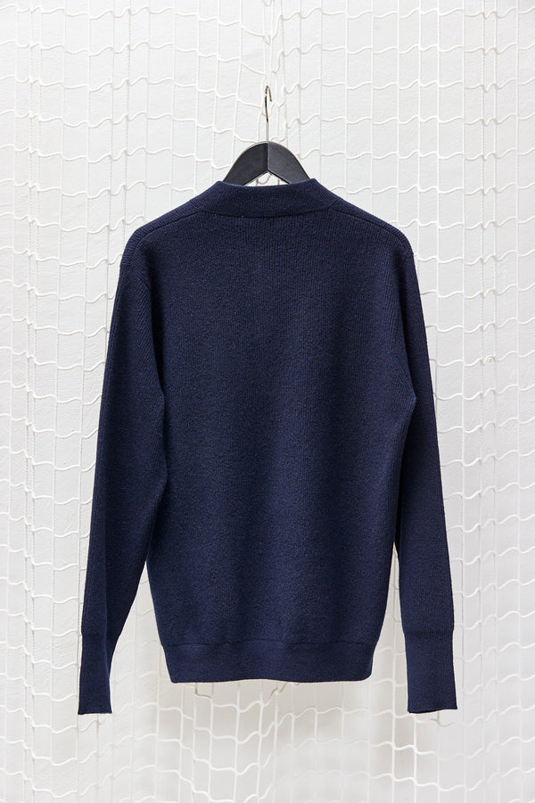 Navy Blue Buttoned Knit