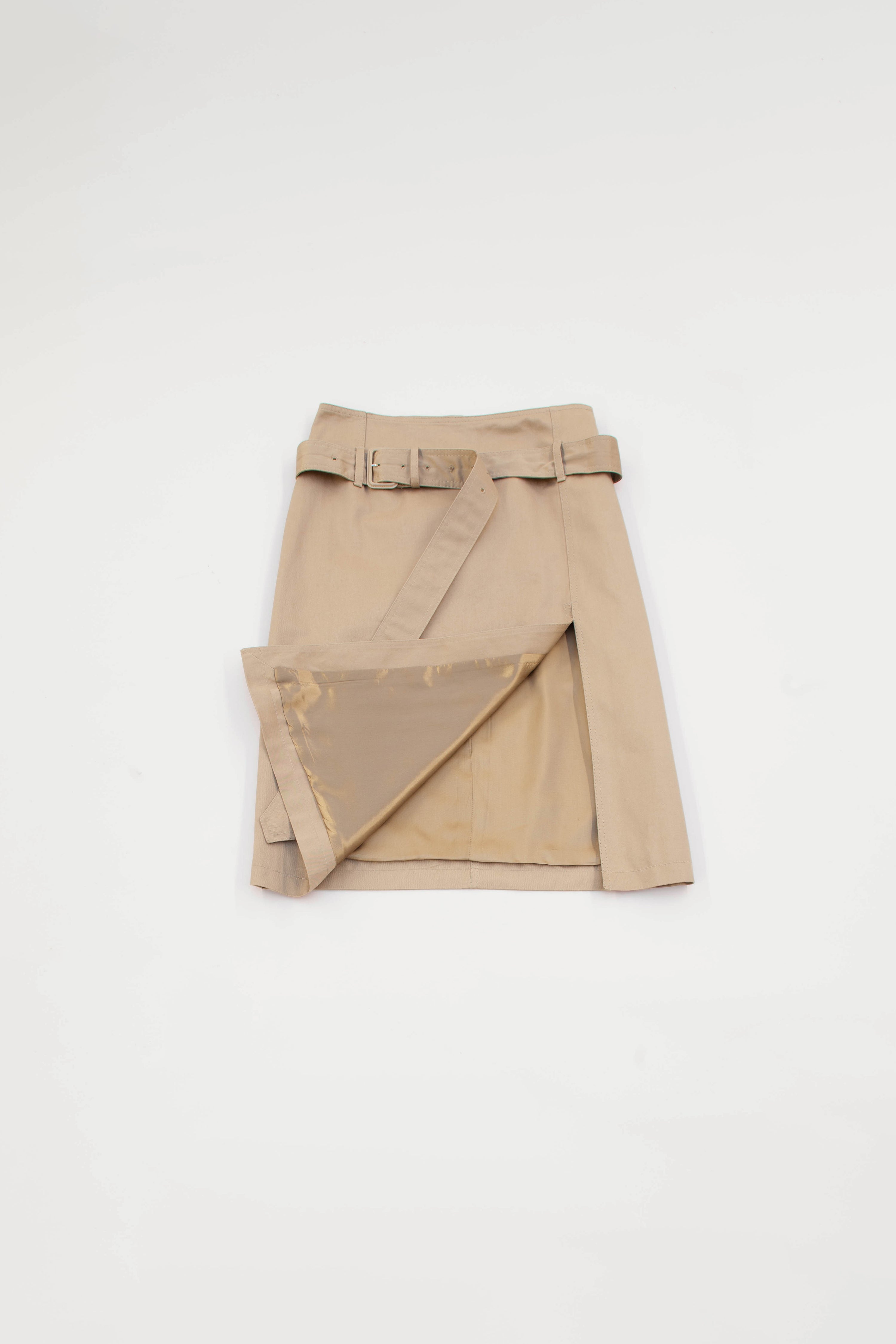 BELTED TWILL SKIRT