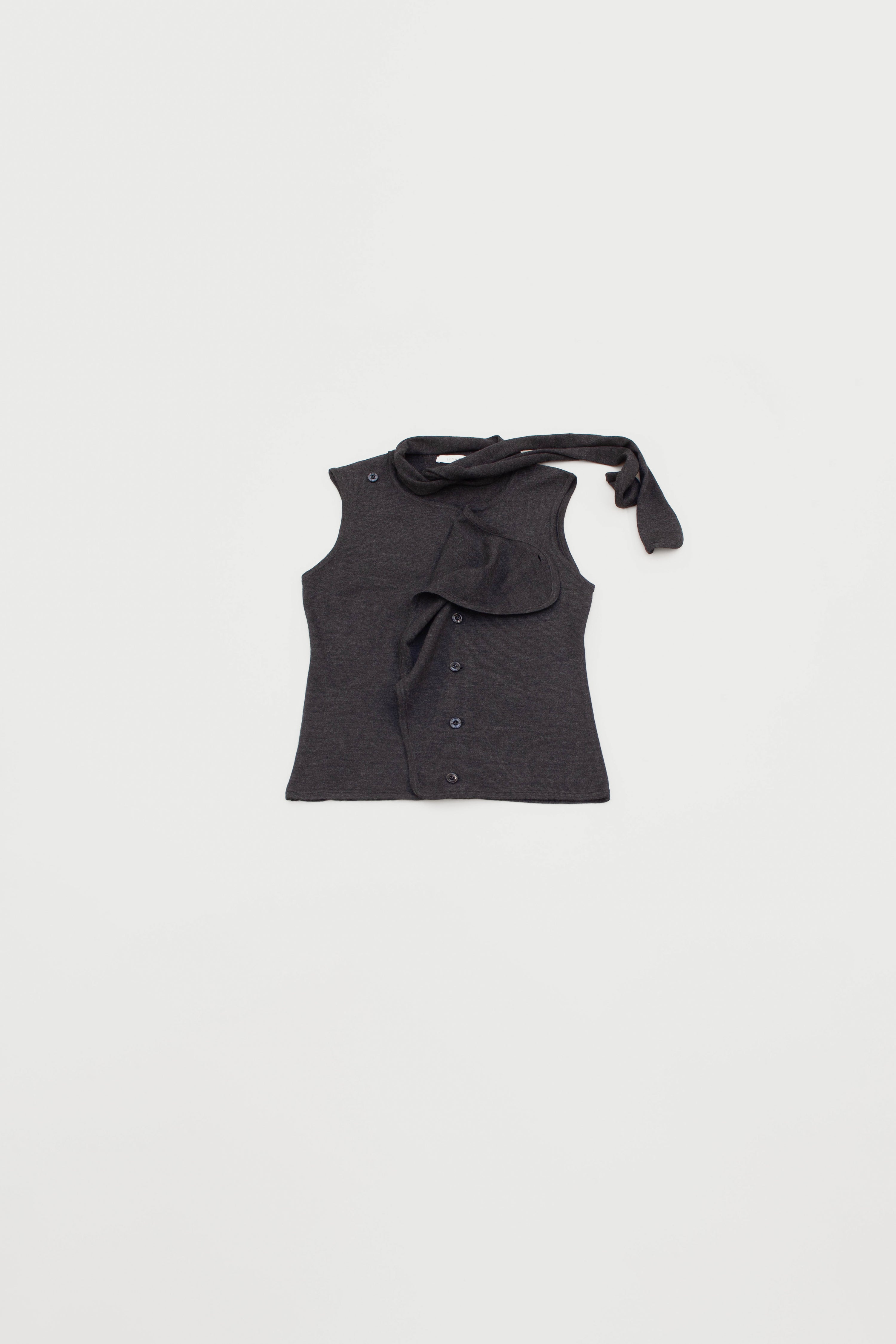 ASYMMETRICAL SLEEVELESS CARDIGAN