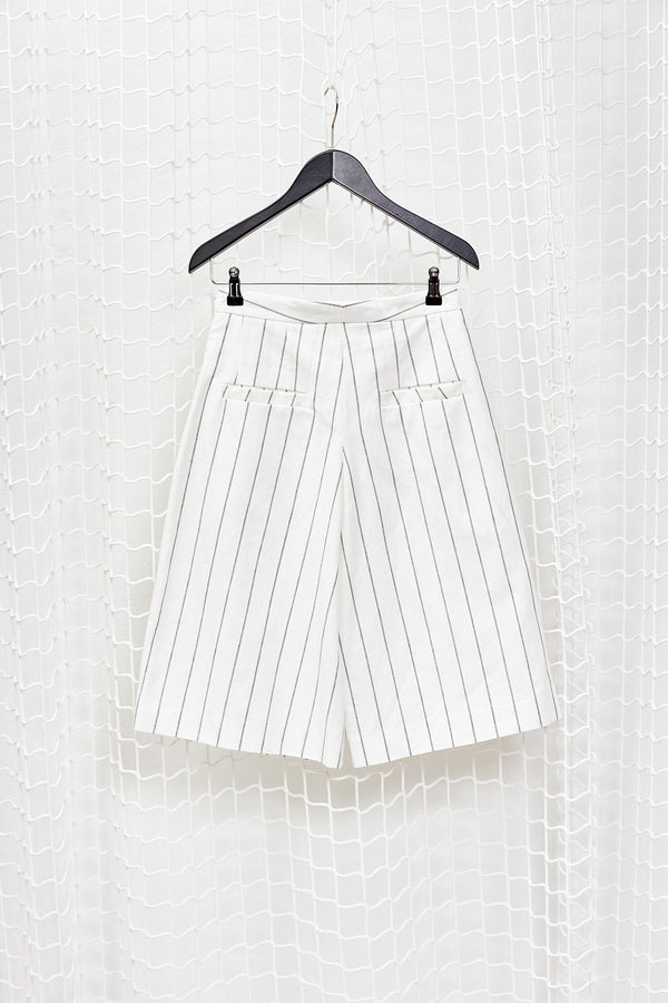 Cotton Striped Bermuda Shorts