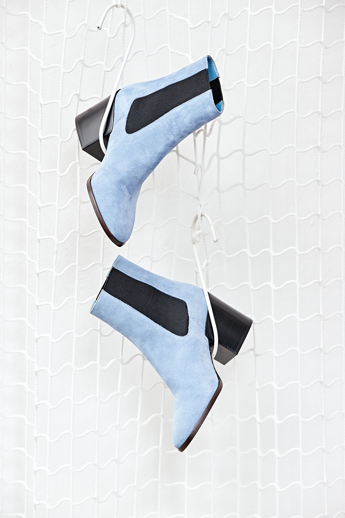 Blue Suede Ankle Boots